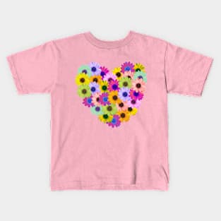 Daisy heart bouquet - pink background Kids T-Shirt